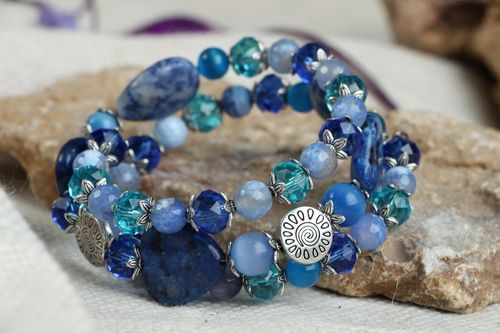 Blaues Armband mit Agat und Aquamarin  - MADEheart.com