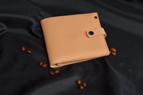 Handmade leather purse beige female wallet unusual designer accessories - MADEheart.com