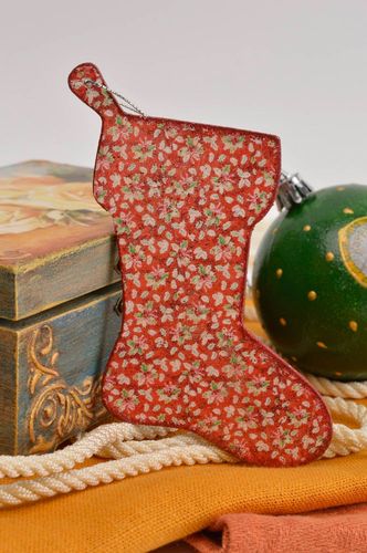 Игрушка на елку хэнд мэйд декор для дома украшение на Рождество Цветочный носок - MADEheart.com