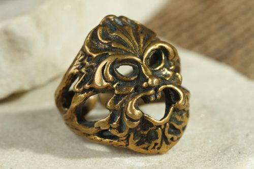 Bronze ring Mask of Odin - MADEheart.com