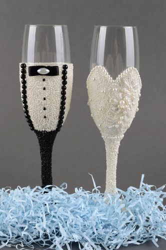 Handmade wedding glasses 2 pieces decorative glass ware wine glass gift ideas - MADEheart.com