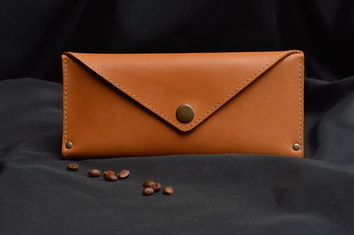 Cartera de cuero marrón regalo original para mujer accesorio de moda artesanal - MADEheart.com