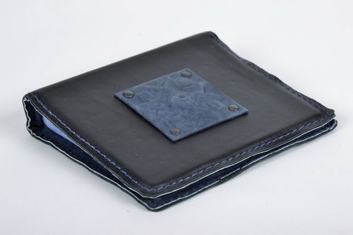 Porte-cartes de visite en cuir noir fait main - MADEheart.com