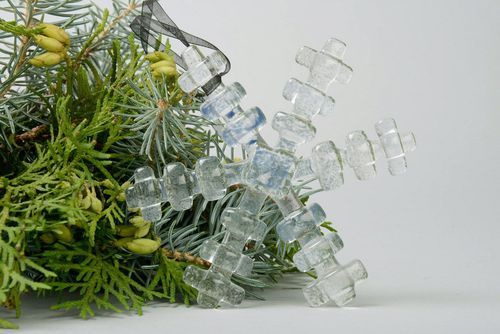 Décoration de Noël en pâte de verre Cristal de neige - MADEheart.com