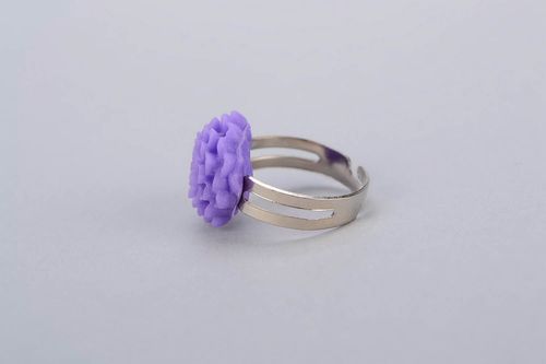 Кольцо с фиолетовым цветком, полимерная глина - MADEheart.com
