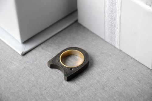 Кольцо ручной работы кольцо из латуни и бетона эксклюзивное кольцо необычное - MADEheart.com