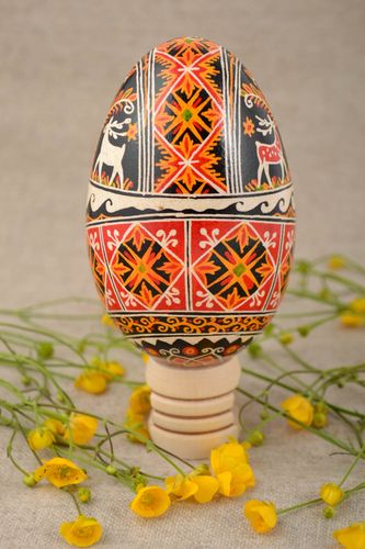 Huevo de Pascua de ganso pintado artesanal bonito multicolor regalo - MADEheart.com