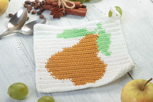 Manique au crochet faite main Textile de cuisine avec poire Accessoire cuisine - MADEheart.com