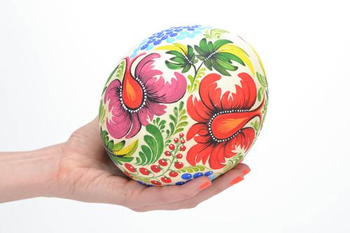Grand œuf-écrit pyssanka fait main cadeau pour Pâques peinture de Petrykivka - MADEheart.com