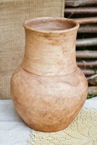 60 oz ceramic white lead-free clay pitcher water jug 2,25  lb - MADEheart.com