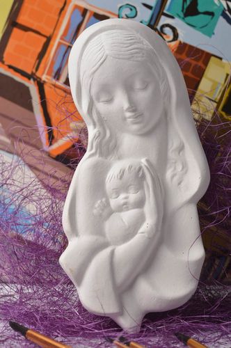 Figurine à peindre fait main Objet décoratif Déco murale Vierge à lEnfant - MADEheart.com
