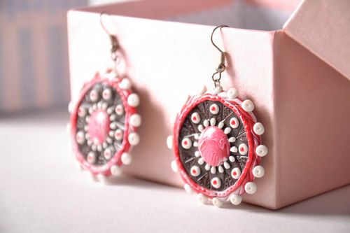 Earrings Made of Polymer Clay Using Filigree Technique - MADEheart.com