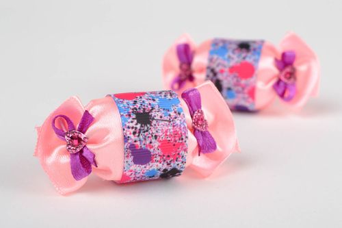 Conjunto de 2 coleteros de pelo artesanales de color rosado para niñas - MADEheart.com