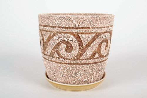 Pot de fleurs en céramique avec ornement - MADEheart.com
