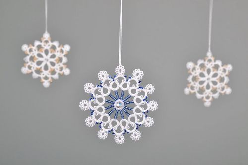 Christmas tree decoration Snowflake with crystals - MADEheart.com
