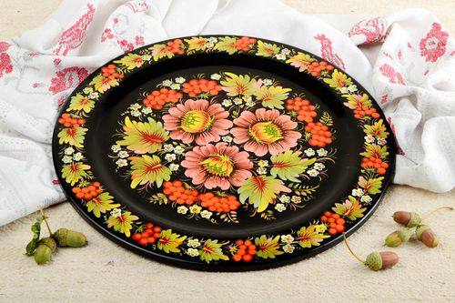 Handmade designer wooden plate stylish painted souvenir decorative use only - MADEheart.com