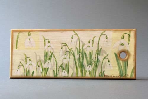 Tagliere di legno fatto a mano oggetto decorativo originale bucaneve bello - MADEheart.com