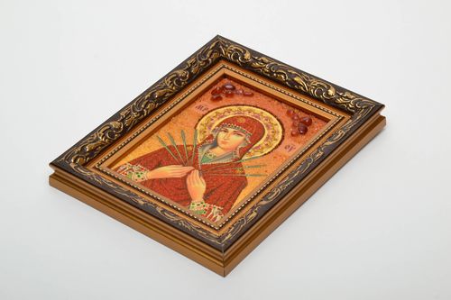 Icona di legno fatta a mano riproduzione immagine di Santa Maria Madre di Dio - MADEheart.com