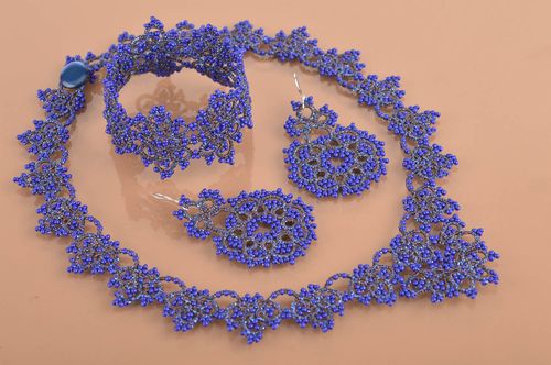 Beautiful handmade designer jewelry set tatting earrings bracelet and necklace - MADEheart.com