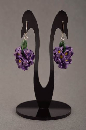 Handmade Blumen Ohrringe Designer Schmuck Accessoire für Frauen violett - MADEheart.com