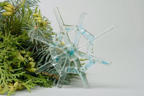 Новогодняя игрушка стеклянная Снежинка тающая - MADEheart.com