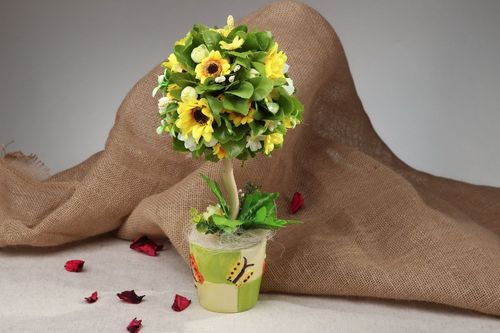 Grünes handmade Topiary Sonnenblumen  - MADEheart.com