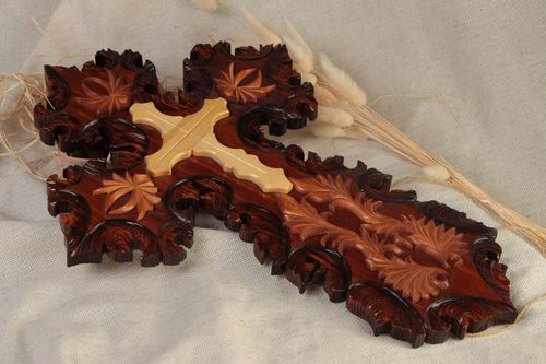 Croce di legno da parete fatta a mano decorazioni di casa articoli religiosi - MADEheart.com