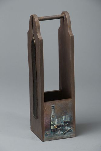 Boîte à bouteille en bois décorée de serviettage - MADEheart.com
