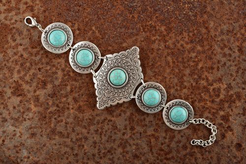 Bracelet turquoise en métal Rosida fait main - MADEheart.com