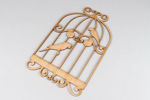 Grand chipboard en bois Grande cage avec oiseaux  - MADEheart.com