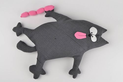Coussin chat gris Textile maison fait main en tissus Coussin pour enfant - MADEheart.com