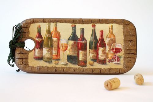 Tagliere di legno fatto a mano oggetto decorativo originale in vino veritas - MADEheart.com