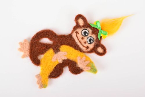 Магнит ручной работы обезьянка декор для дома забавная валяная игрушка - MADEheart.com