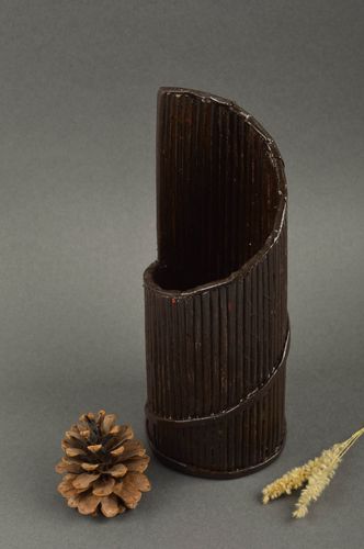 Porte-bouteille design fait main en tubes de papier marron Rangement maison - MADEheart.com