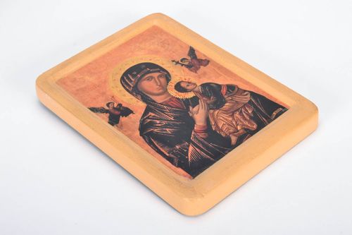 Reprodução do ícone na madeira, Mãe de Deus do Perpétuo Socorro - MADEheart.com