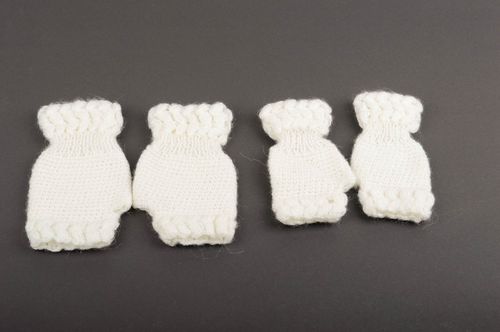 Handmade white crocheted mitts 2 stylish festive mitts beautiful accessories - MADEheart.com