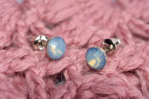 Ohrringe Stecker handgefertigt Damen Schmuck Juwelier Modeschmuck in Blau  - MADEheart.com