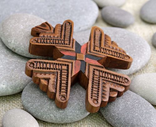 Wooden carved pectoral cross - MADEheart.com
