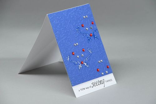 Синяя открытка ручной работы - MADEheart.com