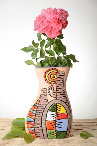 9 inches art style handmade ceramic flower table vase for home décor 1,9 lb - MADEheart.com