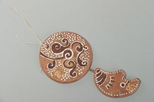 Handmade interior wall hanging decoration molded of polymer clay Cookie - MADEheart.com