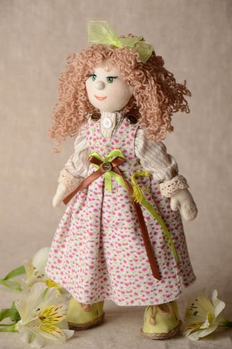 Designer fabric doll made of natural materials with movable limbs home decor - MADEheart.com