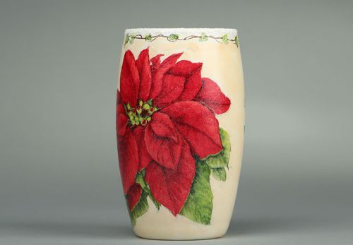 5 inches ceramic vase with floral red flower décor 0,4 lb - MADEheart.com