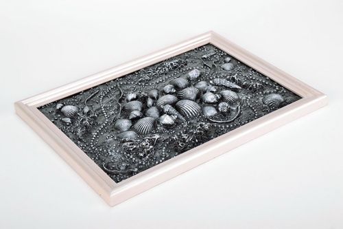 Panel de conchas y flores secas en técnica terra - MADEheart.com