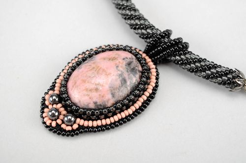 Necklace made of Czech beads and natural stones - MADEheart.com