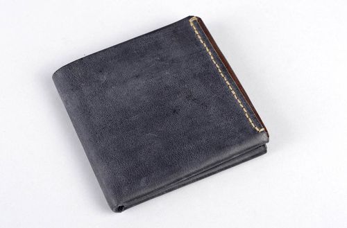 Portefeuille cuir fait main Maroquinerie design Accessoire cuir noir original - MADEheart.com