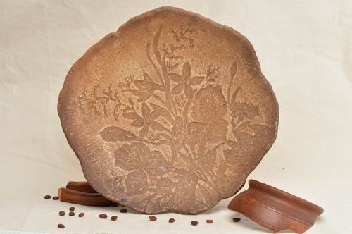 Handmade decorative plate ceramic stylish kitchenware utensils with ornament - MADEheart.com