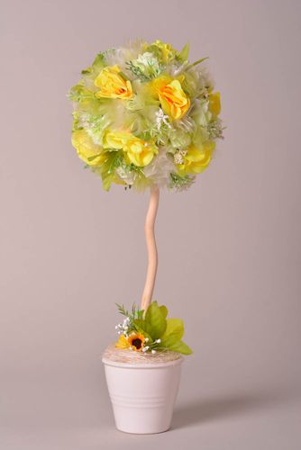 Topiaire artificiel Arbre du bonheur fait main avec fleurs Décoration maison - MADEheart.com