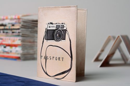 Homemade leather passport cover Camera - MADEheart.com