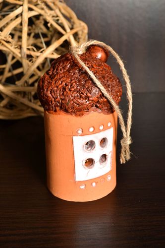 Handmade exclusive ceramic bell clay bell pottery works decorative use only - MADEheart.com
